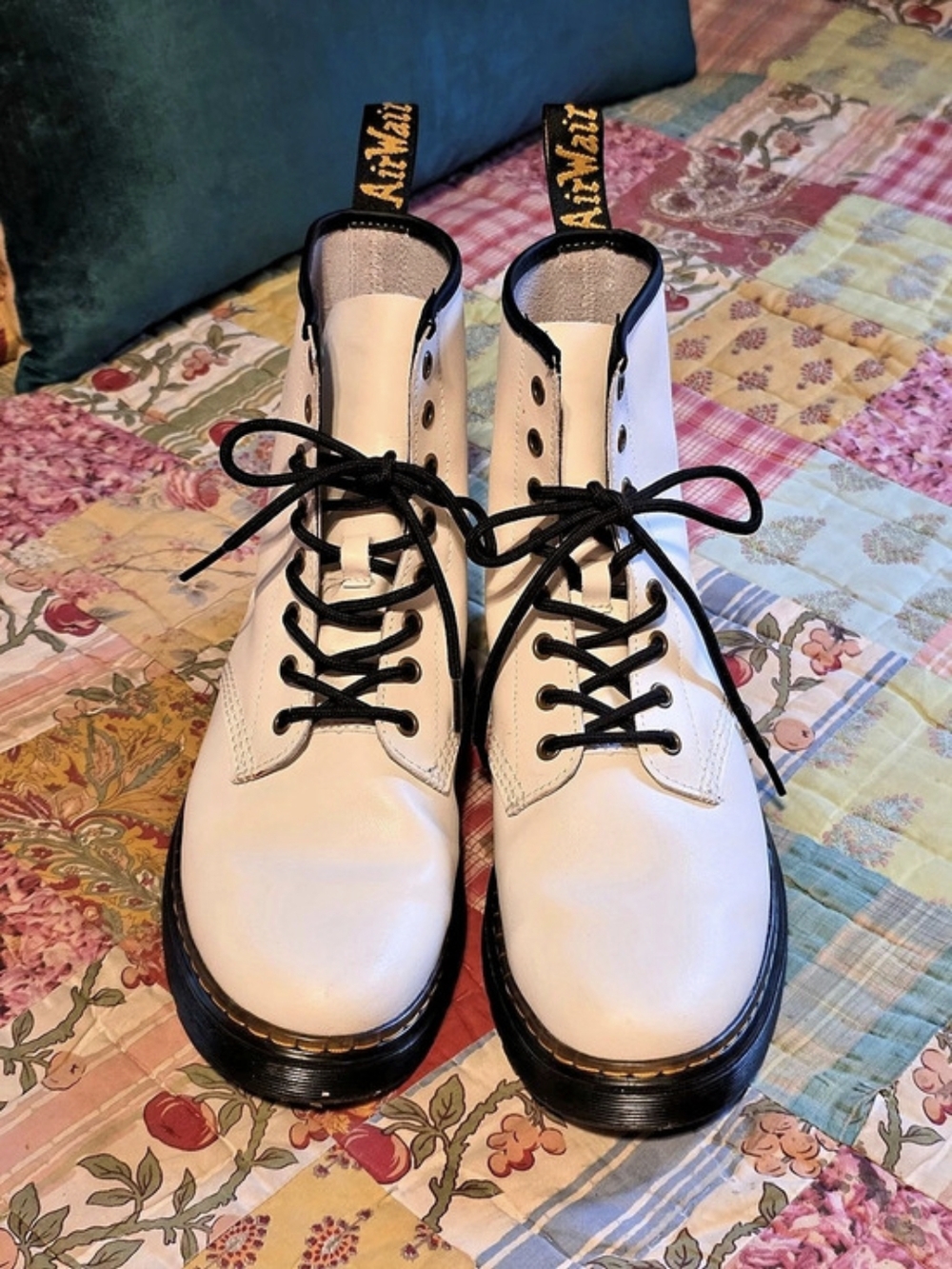 Dr. Martens Zavala White & Black Combat Boots US 10